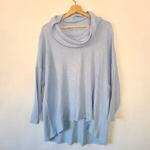 Catherine Malandrino Sky Blue Waffle Fabric Cowl Neck Dolman Sleeve Sweater 1X